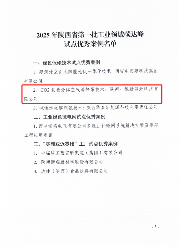 <font color='#333333'>喜訊！一德獲選 2025 年陜西省第一批工業(yè)領(lǐng)域碳達(dá)峰試點(diǎn)優(yōu)秀案例</font>
